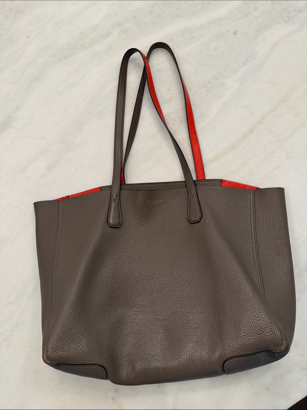 Tory Burch Leather Tote Bag in Brown with orange Interior
